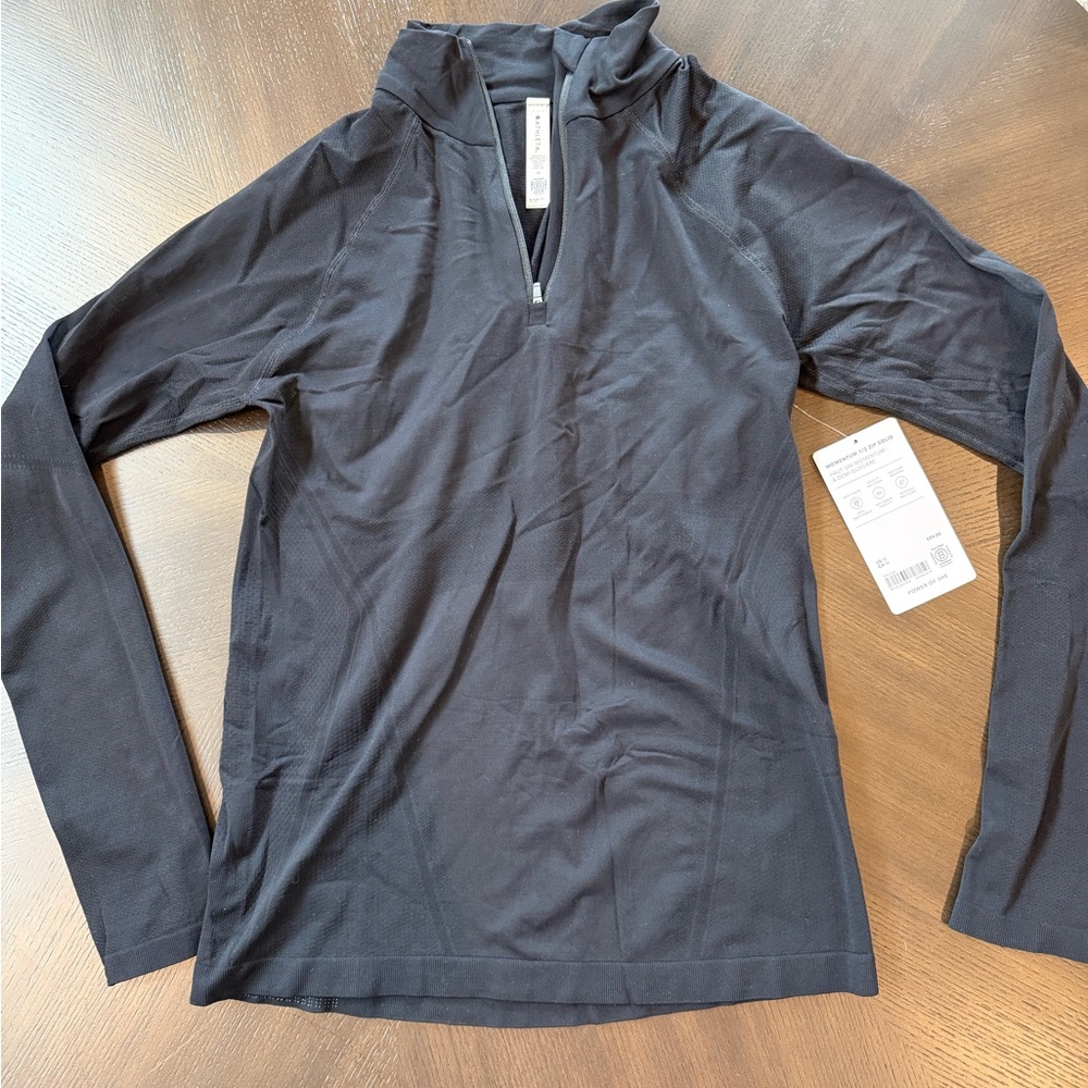 NWT Athleta MOMENTUM 1/2 ZIP SOLID Black size medium - Picture 2 of 4